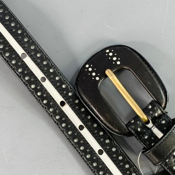 LAUREL Size S Black White Perforated Two Tone Leather Belt main image 6